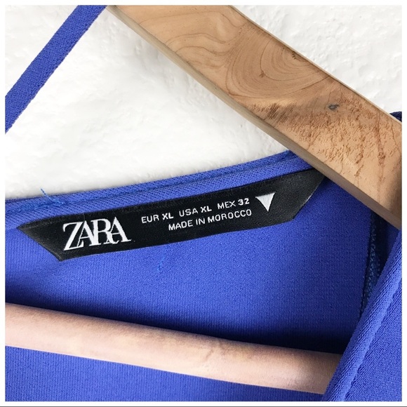 Zara Blue Draped Ruched Long Sleeve‎ Dress Size XL - Picture 9 of 12
